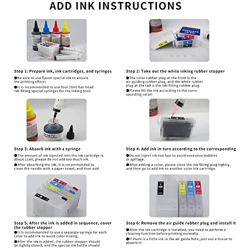 Deamos Sublimation Ink Cartridges, Empty Refillable Ink Cartridges Compatible For Wf7620 Wf-7610 Wf-7210 Wf-7110 Wf-7710 Wf-7720 Wf-3620 Wf-3640 Printers, 4Pcs Reusable Ink Cartridges Kit, Cyan #TOP2