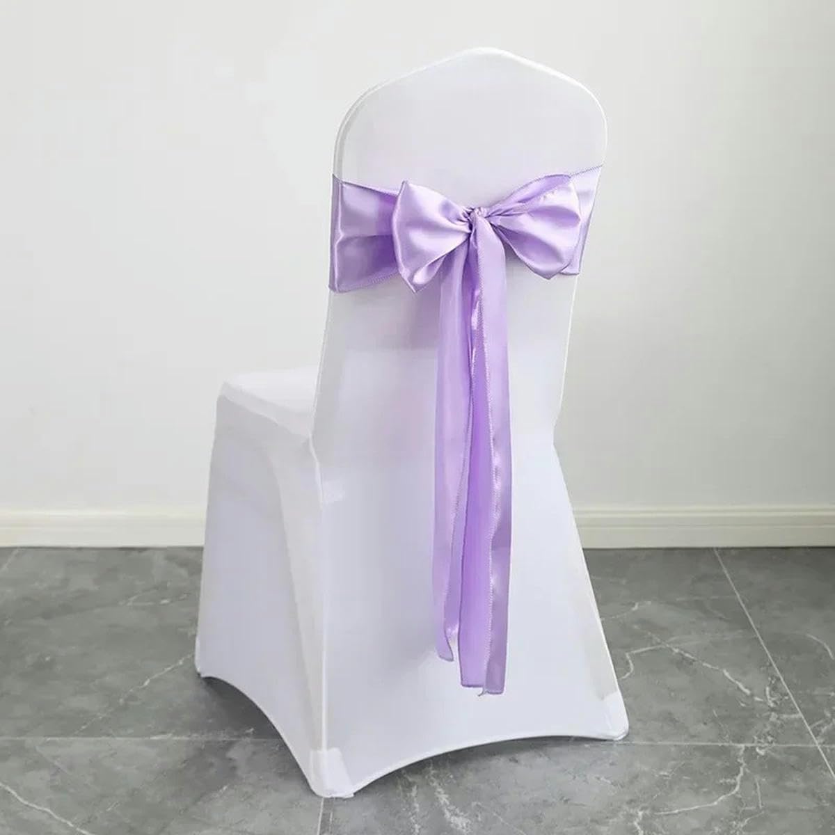 10/50pcs Satin Chair Bow Sashes Knot Ribbon Ties for Party Event Hotel Banquet Supplies Home Decorations-purple-10 Pcs (Cream 10 Pcs)