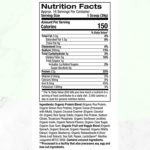 Purely Inspired Organic Protein Shake Powder, 100% Plant Based With Pea & Brown Rice Protein (Non-Gmo, Gluten Free, Vegan Friendly), Decadent Chocolate, 1.35 Lbs #TOP4