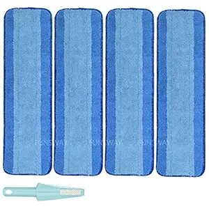 Microfiber Cleaning Pads for Hardwood Floor,Hard-Surface Floors,fits Bona Mop,Rubbermaid Mop,Turbo Mop and Norwex Mop (Light Blue&Blue, 18 * 5 Inch 4 Count)