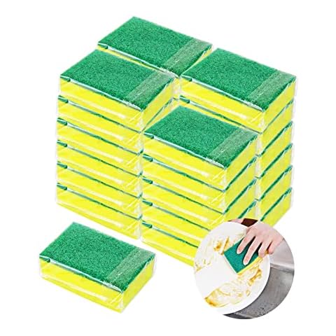 Kitchen Cleaning Sponges, Cleaning Sponges in Bulk, Non Scratch Sponges for Dishes PadOdor-Free Scouring Pad Suitable for Washing Kitchen ,Dishes, Bathroom Dishwashing Sponge Along (24 PCS) Cover