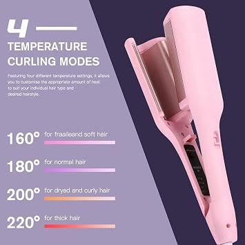 Rommantic French Egg Roll Curling Iron, Egg-Roll Hairstyle Water Ripple V-Shaped, Curling Wand Hair Curler Crimper Hair Waver Styling Tools, Egg Roll Hair Waving Iron for Perfect Waves (Pink)