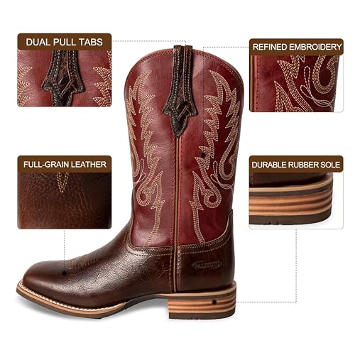 Women Western Boots Hand Painted, Square Toe, Full Grain Cowhide, 4-Layer Composite Sole(PLT203607)4