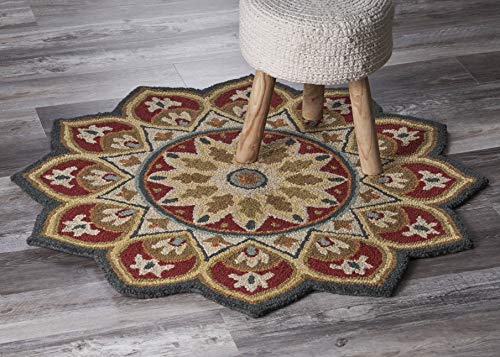 Lr Home Red Sunflower Area Rug, 4' Round, #TOP7