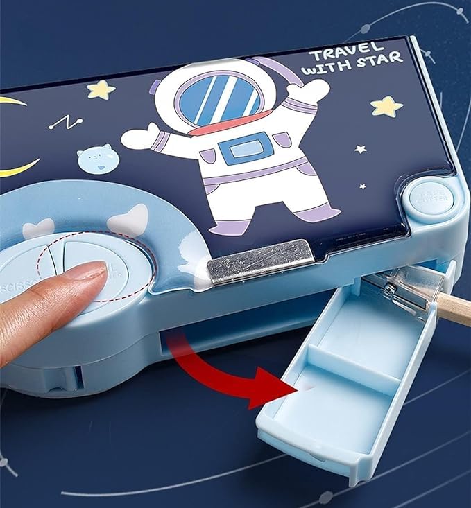 Image of Space Theme Pencil Box for Kids, Space Pencil Box for Boys, Pencils Box for Boy & Girls, Pencil Compass for Boys, Astron Theme Return Gifts for Kid (Astraunt Pencils)