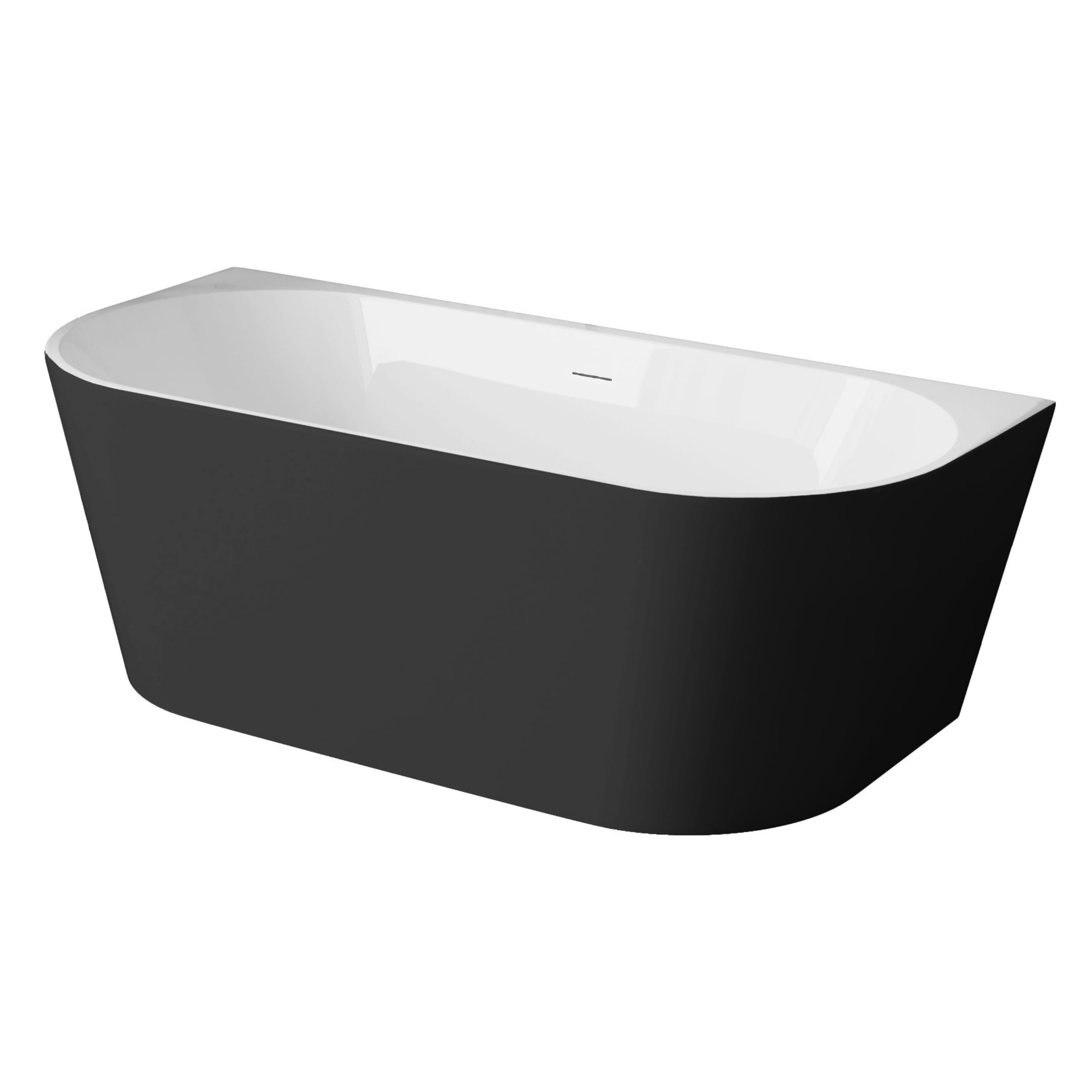 VIVA Baignoire autoportante en acrylique Blanc/noir 150 x 75 x 58 cm 47 kg 240 l