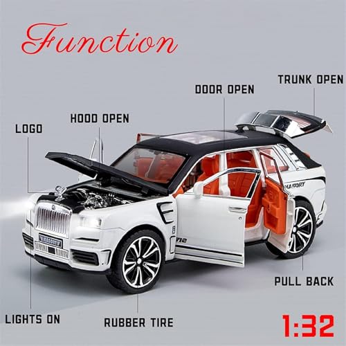 Image of LONGMIRE Metal Pull Back Diecast Car Pull Back Model with Sound Light Boys Gifts Toys for Kids Pack of 1, Multicolor (Rolls Royce CUILLINAN)