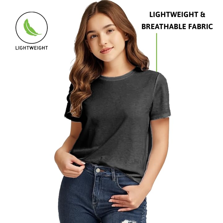 Girls Short Sleeve Crewneck T-Shirt, Summer Casual Top, Ages 1-13 Years2