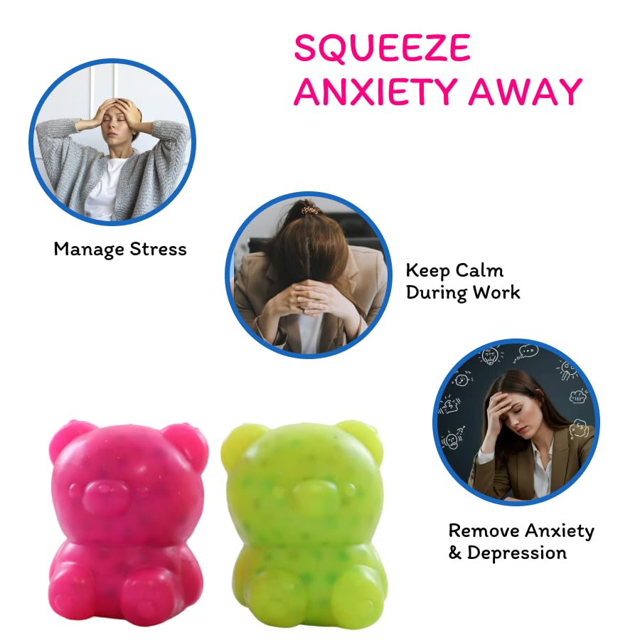 Image of Joy BY SCOOBIES Beady Bear - Soft Squishy Stress Relief Toy for Kids | Sensory Fidget Toy with Beads | Safe Non-Toxic Material | Washable & Reusable | Portable Calm Toy for Boys & Girls