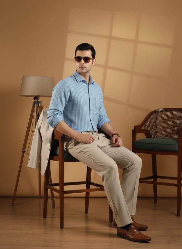 Image of DEELMO Men's Regular Fit Solid Soft Touch Textured Shirt || Casual, Formal and Bussiness Wear || (Available in Plus Size)