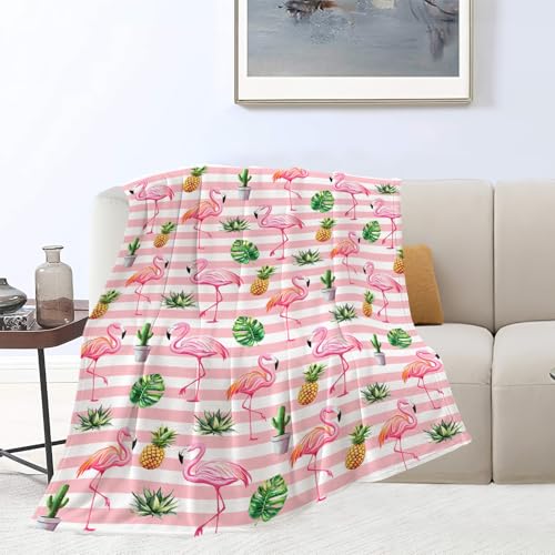 Flamingo Blanket Pink Flamingo Throw Blanket Tropical Pineapple Gifts Blankets Stuff Fleece Flannel Plush for Girls Women Lovers Adults Soft Bedding Gift for Sofa Bed Office Home Decor 40X50