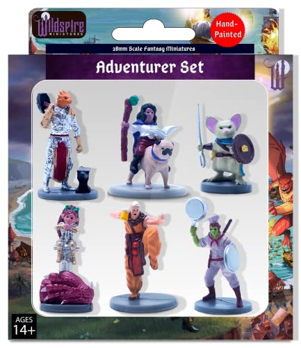 Adventurer's Set Pre-Painted Miniatures for DND Miniatures Painted 28mm Compatible with Dungeons and Dragons Miniatures D&D Miniatures DND Figures Tabletop Miniatures DND Minis by Wildspire