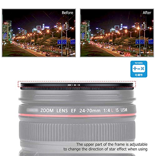 Image of JJC 49mm Star Filter Cross Screen Starburst Filter Kit for Camera Lens | for Canon EOS R100 R50 R10 with RF-S 18-45mm Kit Lens, for Canon M50 M5 M6 Mark II M200 with EF-M 15-45mm Kit Lens & More
