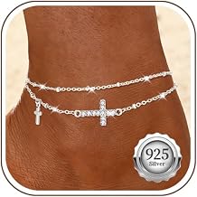 Fussketten F r Frauen Silber 925 Doppelte Kreuz Gold Fu kettchen F r Damen Verstellbares Wasserfest Fu kette Strand Fu schmuck