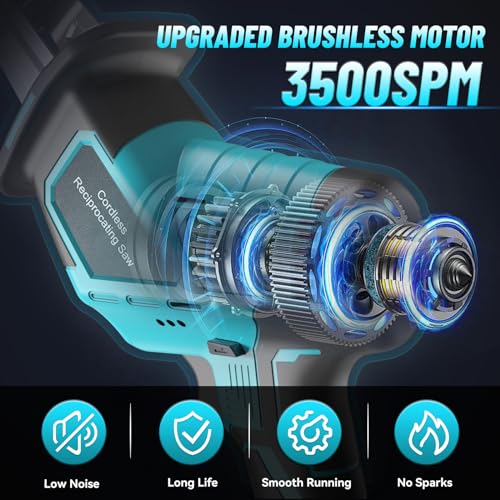 Yofuly Akku Säbelsäge für Ma-kkita 18V 21V Akku, Reciprosäge mit 2x 3000mAh Akku und Ladegerät, Elektrisch Fuchsschwanz Säge mit 3500SPM 6 Variabler Drehzahl Universalsäge für Holz, Metall