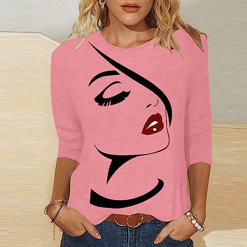 T Shirts for Women Summer Fall 3/4 Sleeve Boat Neck Loose Fit Long Tops T Shirt Women 2025 KQ2