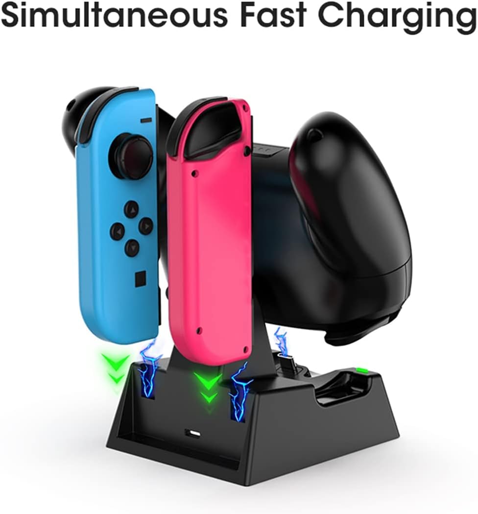 4 in 1 Charging Dock LED Controller Charger for Pro Gamepad Charging Stand (White)