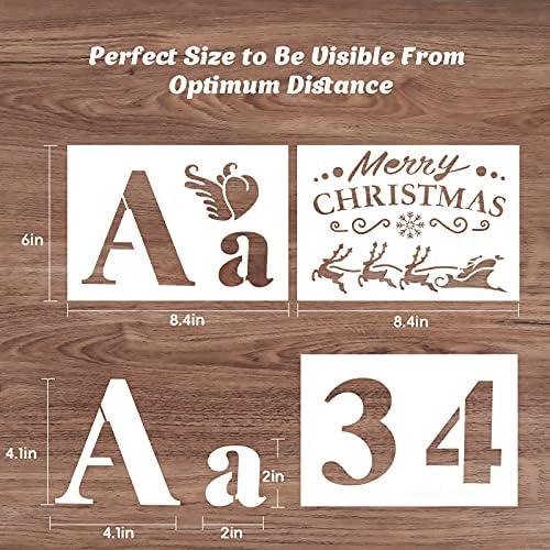 Mocoosy 40Pcs Large Letter Stencils for Painting on Wood-4 Inch Alphabet Stencils & Number Stencils for Crafts Reusable,Plastic Letter Painting Stencil for Christmas Door Wall Glass Art Home Decor DIY