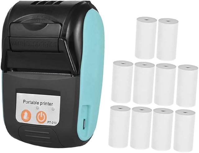 Funien Thermal Printer,PT-210 Portable Thermal Printer Handheld 58mm Receipt Printer for Retail Stores Restaurants Factories Logistics, 10 Paper Rolls