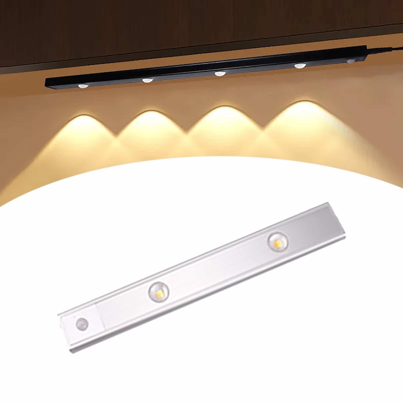 Motion Sensor Cabinet Lights, 120° Sensing Angle Wireless Under Cabinet Light with Magnetic Strip, LED Closet Lights Portable Led Under-Cabinet Lighting for Wardrobe Cabinet Stairs ( Color : Silver ,