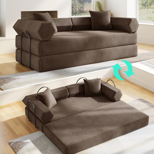 ZQRhome 79'' Convertible Sofa Bed, 5-in-1 Folding Modular Corduroy Couch,