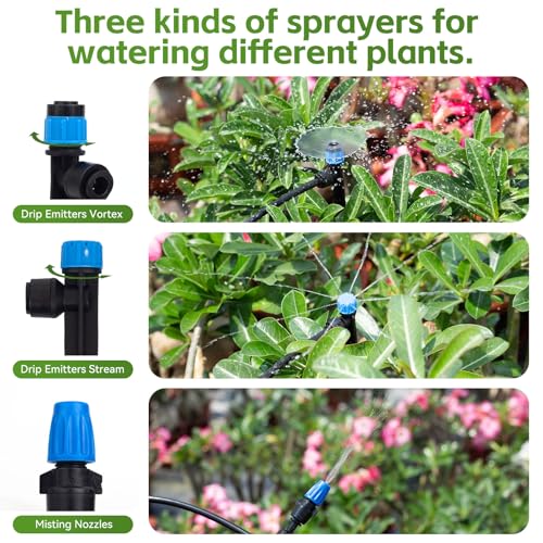 Inntop 240FT Drip Irrigation System Kits, Quick Connect Automatic Garden Watering System for Raised Bed, Potted Plants, Lawn, Greenhouse with 1/2 inch Hose 1/4 inch Tubing and Accessories — view 4
