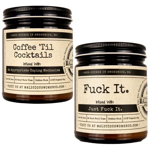 Malicious Women Candle Co – Coffee 'Til Cocktails & Fuck It Candle, 9 Oz (2 Candles) #TOP18