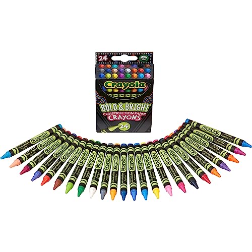 Crayola® Bold And Bright Construction Paper Crayons, Assorted Colors, Pack Of 24 Crayons