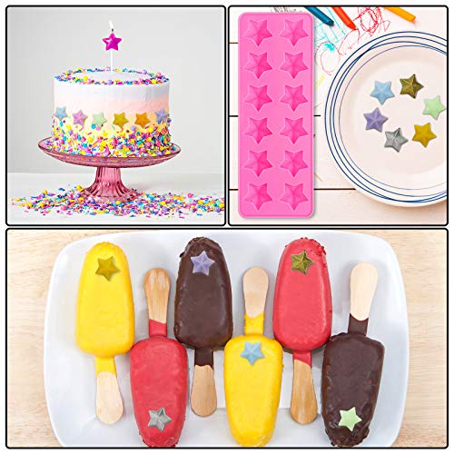 Lauwell 4 Pieces Star Shaped Silicone Molds Five-Pointed Star Shaped Mold Non-Stick Fondant Molds For Chocolate Candy Ice Cube Cake Decoration (Pink) #TOP5