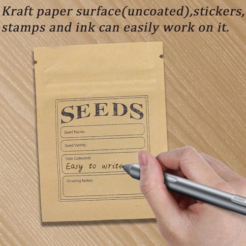 WACCOMT Pack 100 Stück Kleine Braune Wiederverschließbare Kraftpapier Samen Pakete mit Klarem Fenster Münze Umschläge Taschen Reißverschluss für Saatgut Blume Lagerung 7x9.5cm(2.7x3.7inch)