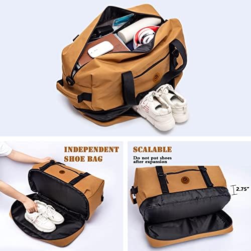 Duffle Bag Large Size Gym Bags for Men Waterproof Travel Duffel Bag for Women Weekender Bag with Shoes Compartment Overnight Bag 55 L, Khaki 2 Duffle Bag Large Size Gym Bags for Men Waterproof Travel Duffel Bag for Women Weekender Bag with Shoes Compartment Overnight Bag 55 L, Khaki