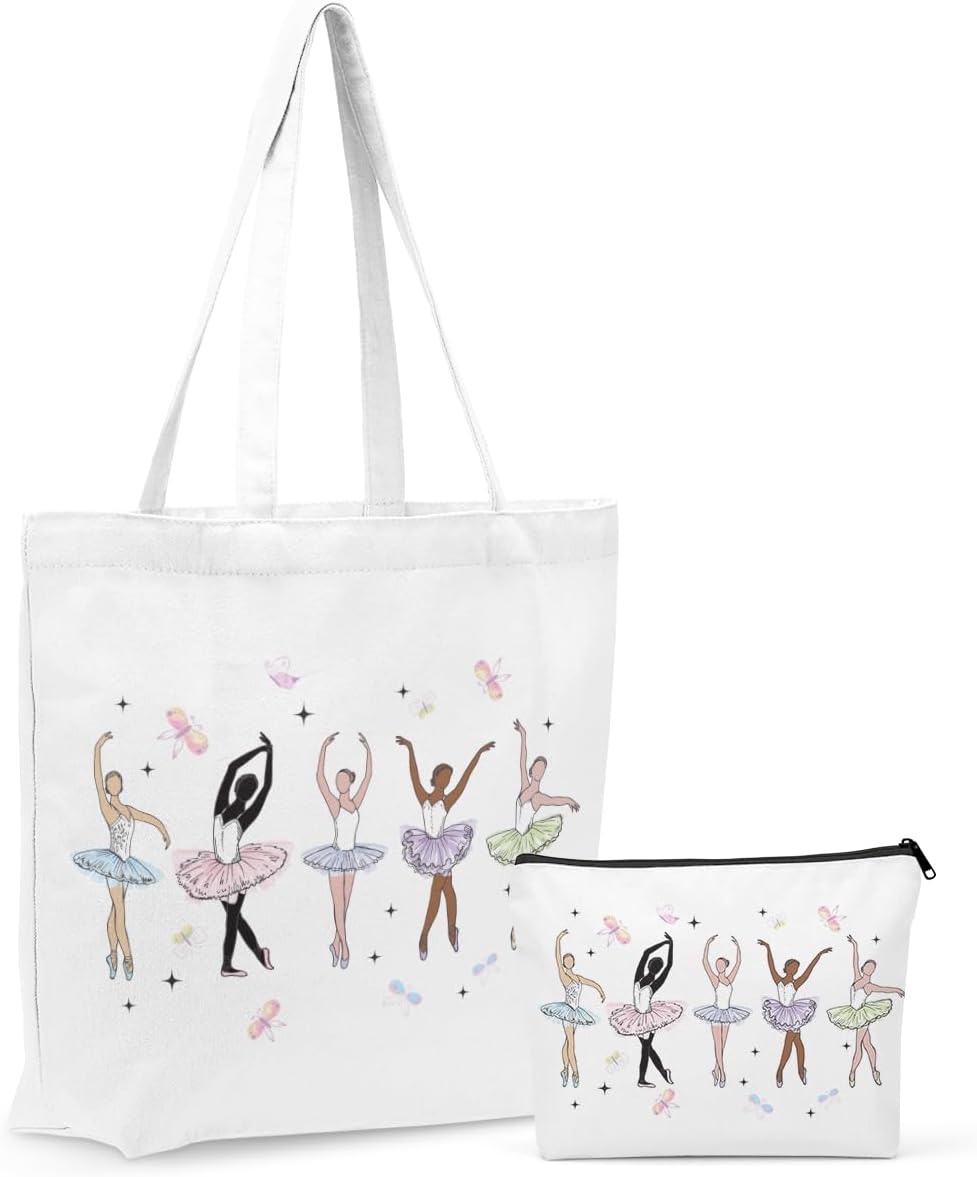 Christian Gifts for Women Dancer Girls Canvas Bag Makeup Bag Set Inspirational Dance Gifts Grocery Cosmetic Bags