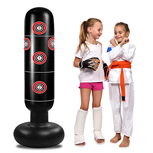 TUOWEI Kids Punching Bag, Inflatable Punching Bag for Kids 63Inch Freestanding Ninja Boxing