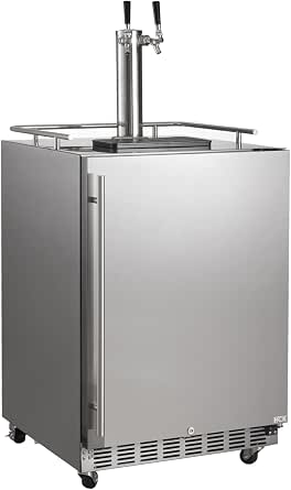 HCK Kegerator 24 inch 2-in-1 Outdoor Kegerator with Dual Taps and Complete Accessories
