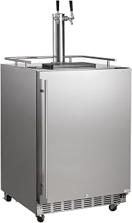 HCK Kegerator 24 inch, 2 in 1 Outdoor Kegerator Undercounter, 2 Taps Draft Beer Dispenser, Complete Accessories, Stainless Steel, Full Size Beer Kegerator for Home Bar, Patio, Outdoor Kitchen