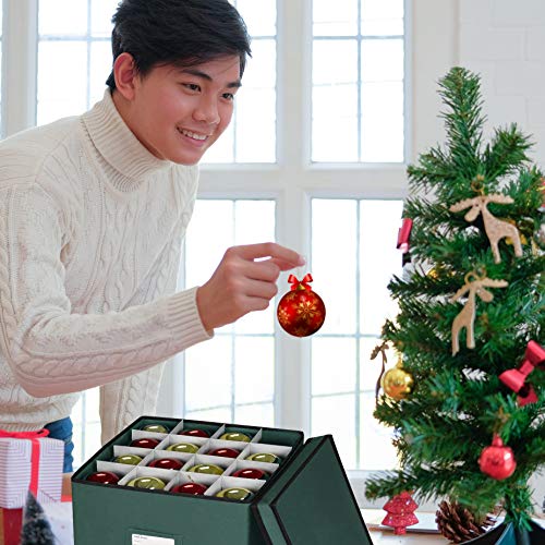 Propik Christmas Ornament Storage Box, 4 Tier Holds Up To 64 Holiday Ornaments Decoration Balls, Storage Container With Dividers, Made With Durable 600D Oxford Polyester Material (Green) #TOP6