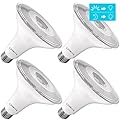 LUXRITE Dusk to Dawn PAR38 LED Bulb, 90W Equivalent, Automatic On Off Sensor, 5000K Bright White, 1250 Lumens, Wet Rated, Outdoor Security Spotlight, UL Listed, E26 Base (4 Pack)