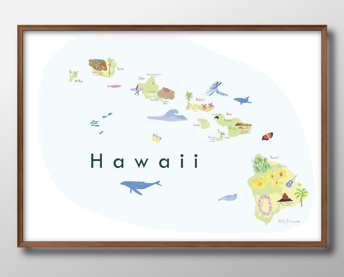 Amazon.co.jp: ハワイ 諸島 南国 地図 トラベル A3 サイズ おしゃれ