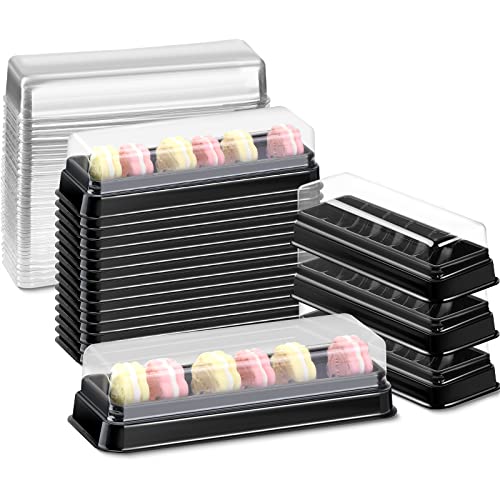 Macaron Boxes With Clear Lids Bulk Macaroon Container Macaroon Packaging Boxes With 6 Grid Christmas Party Favors Macaron Gift Box For Baby Shower Wedding Bakery, 7.6 X 2.8 X 1.9 Inches (100 Pcs) #TOP17