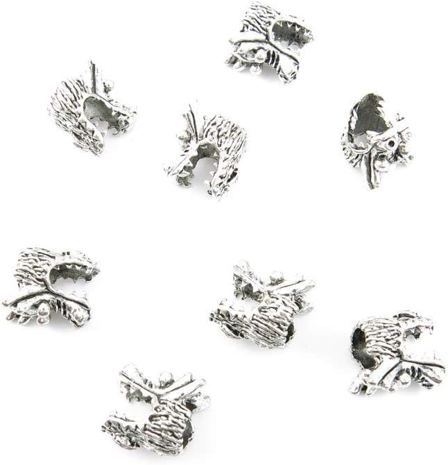 Qty 270 Pieces Ancient Silver Jewelry Making Charms Findings V0678 Dragon Head Loose Beads Bulk for Bracelet Necklace