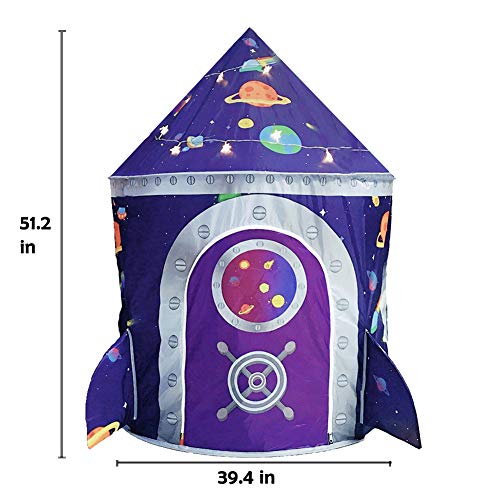LOJETON Rocket Ship Play Tent - Premium Space Castle Pop Up Kids Playhouse with Star Lights - Unique Space and Planet Design for Indoor and Outdoor Fun - Imaginative Toy & Gift for Boys Girls - Thumbnail 4