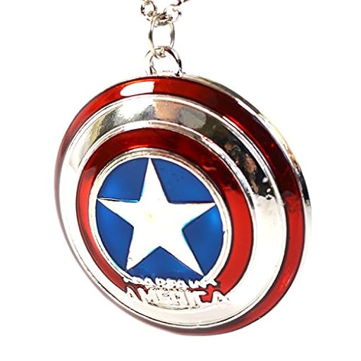 Collar con pendiente del escudo con estrella del superhéroe Capitán América de Marvel Los Vengadores para cosplay | Ya disponible en tu tienda friki favorita! En mundofriki.es!