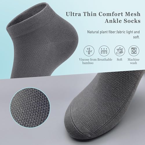 Image of SERISIMPLE Ultra-Thin Comfort Viscose Bamboo Mesh Ankle Socks for Women -Breathable Lightweight Low-Cut Socks 5 Pairs