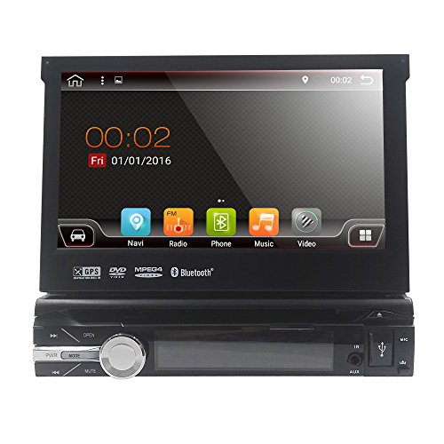 Autoradio Android 8.1 de 1 DIN con reproductor DVD, pantalla táctil de 7" y GPS
