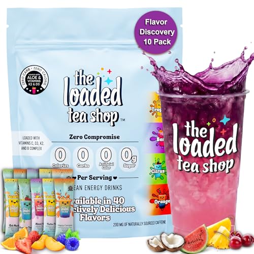 The Loaded Tea Shop Energy Drink Mix Sticks, Flavor Discovery