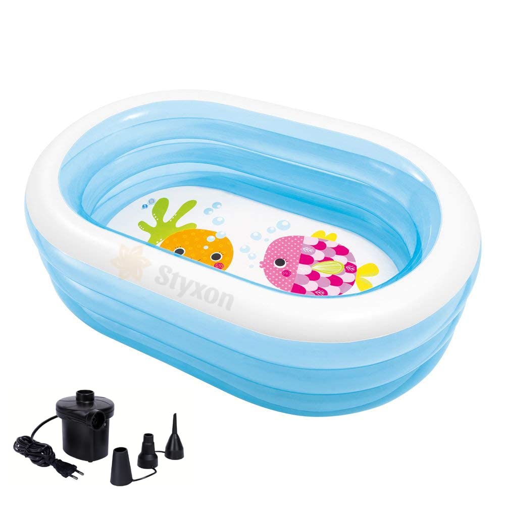 Nixby Swimming Pool 5 Feet 3 Stripped Inflatable Portable Round Space Ship Swimming Pool for Spa Adults Kids Outdoor Indoor with Free Electric Pump