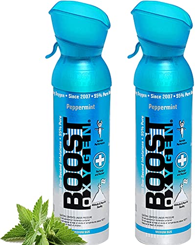 Reiner Sauerstoff in der Dose - 10 Liter PFEFFERMINZE, 95% reiner Sauerstoff in zwei transportablen 5 Liter Sauerstoffdosen für mehr als 200 Inhalationen Cover