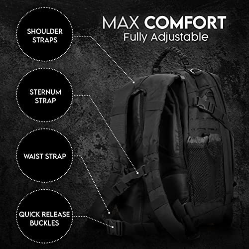 Tlo Outdoors Tacpack40L Tactical Backpack - Water Resistant 40 Liter Capacity Daypack, Rucksack, Gear Bag, Laptop Bag #TOP5