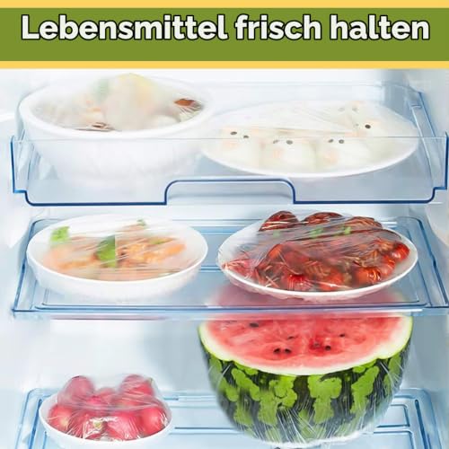 MAQIHAN 200 StüCk Frischhaltefolie Mit Gummizug - Frischhaltebeutel Abdeckhauben FüR Lebensmittel Wiederverwendbar GäRfolie Elastische… – Ansicht 6