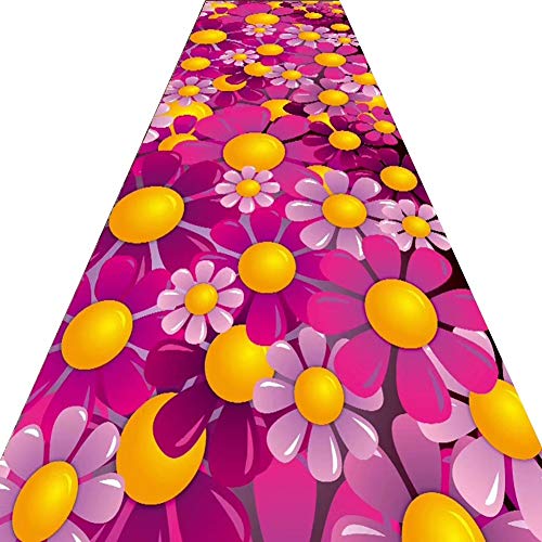 Alfombras de pasillo largo y felpudos de entrada modernos con diseño de flores 3D lavables 2